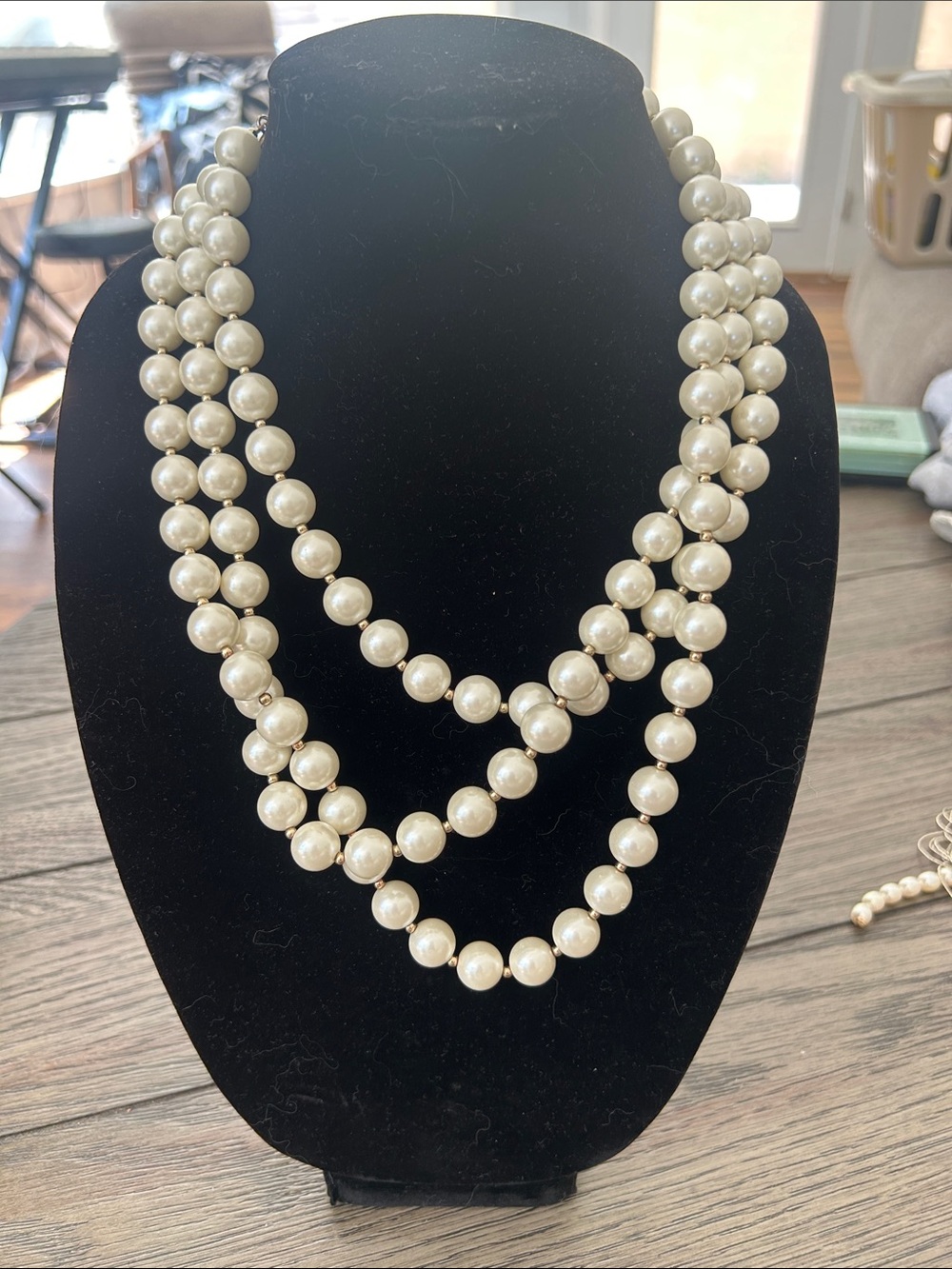 Classic Triple-Strand Ivory Pearl Necklace